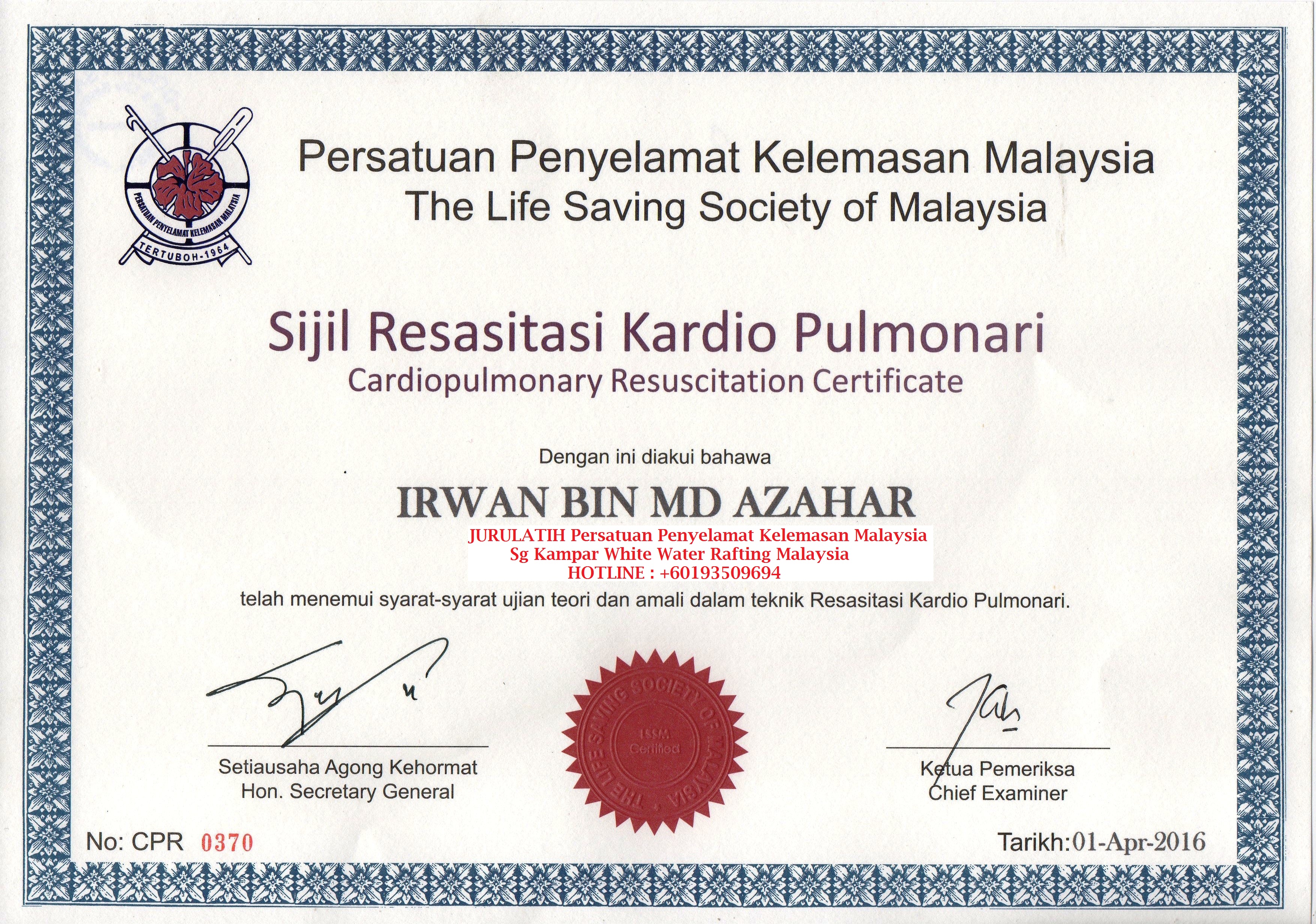 CPR certified irwan md azahar